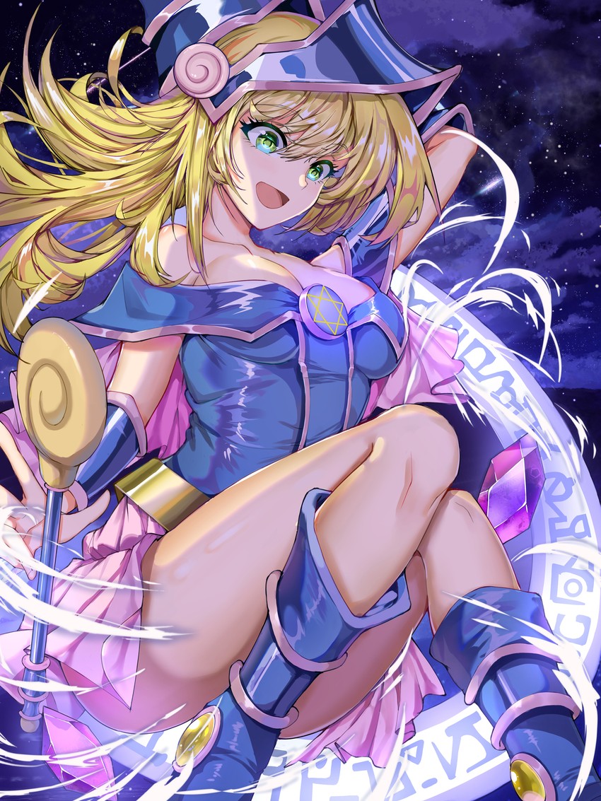 dark magician girl and dark magical circle (yu-gi-oh!) drawn by qihei_haigu