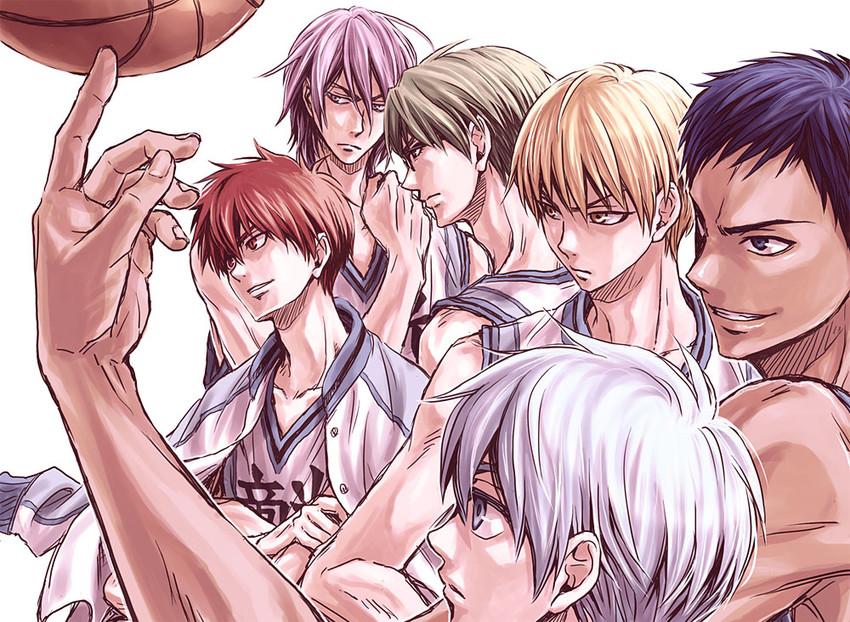 kuroko tetsuya, aomine daiki, kise ryouta, akashi seijuurou, midorima shintarou, and 1 more (kuroko no basuke) drawn by 11eleven