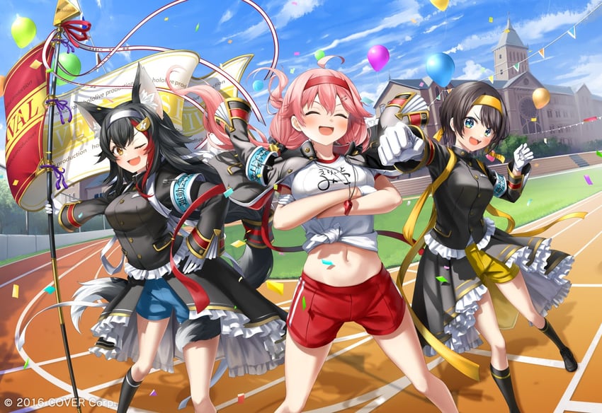 sakura miko, ookami mio, and oozora subaru (hololive) drawn by kito_koruta