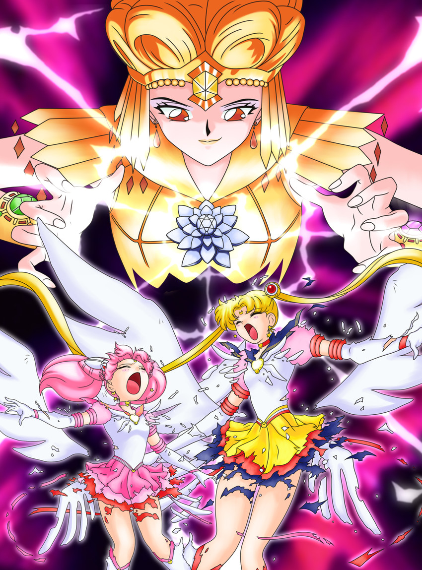 tsukino usagi, sailor moon, chibi usa, sailor chibi moon, eternal sailor moon, and 2 more (bishoujo senshi sailor moon and 1 more) drawn by eternal_(eternal-power)