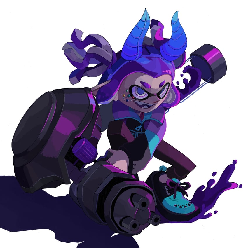 inkling player character and inkling girl (splatoon) drawn by hyper_chikuwabu