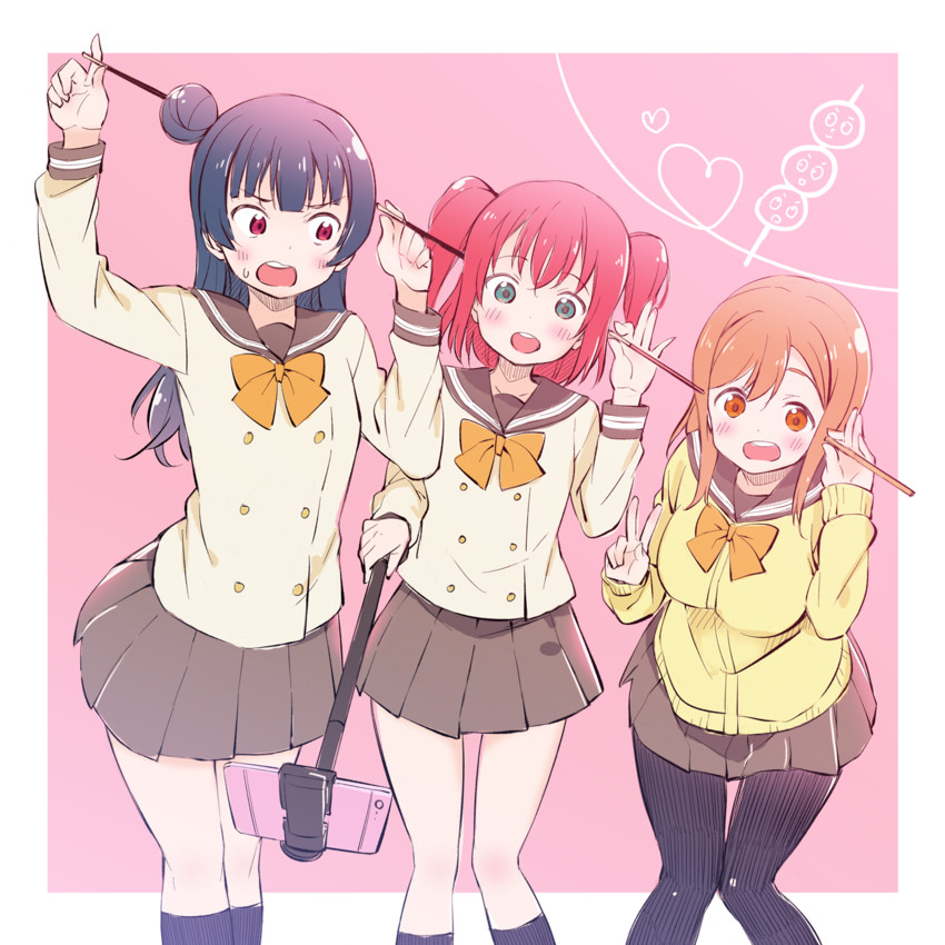 tsushima yoshiko, kunikida hanamaru, and kurosawa ruby (love live! and 1 more) drawn by 2c=galore