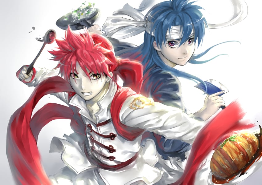 yukihira souma and liu mao xing (shokugeki no souma and 1 more) drawn by mewpor123