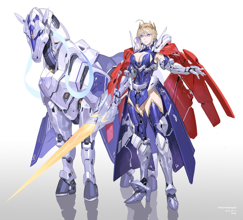 artoria pendragon and dun stallion (fate and 1 more) drawn by sohn_woohyoung