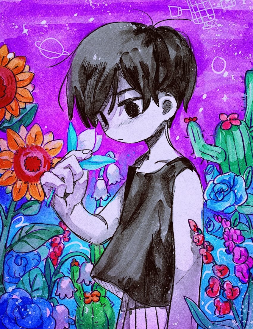 omori and gladiolus amicitia (omori) drawn by machine_backup