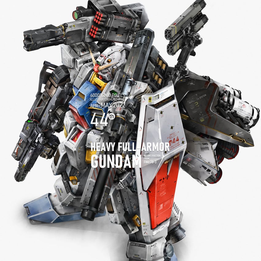 rx-78-2 gundam (original and 2 more) drawn by kongping0550219
