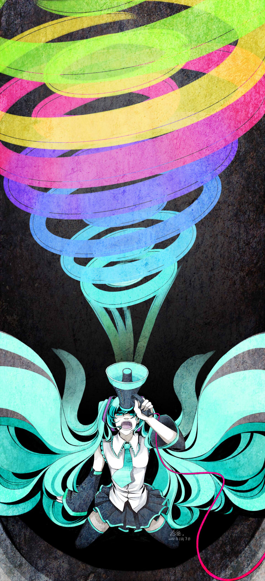 hatsune miku (vocaloid and 1 more) drawn by red13