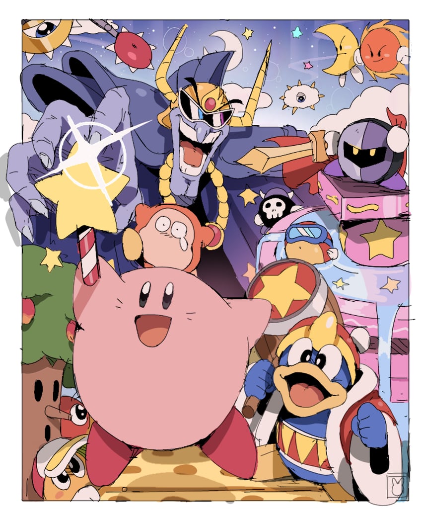 kirby, meta knight, waddle dee, king dedede, waddle doo, and 9 more (kirby and 1 more) drawn by bendedede