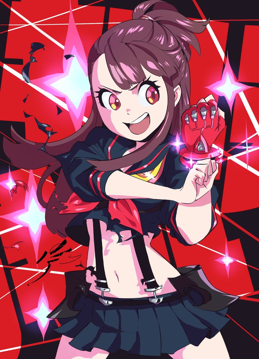 matoi ryuuko, senketsu, kagari atsuko, and erica mendez (kill la kill and 2 more) drawn by aetherion