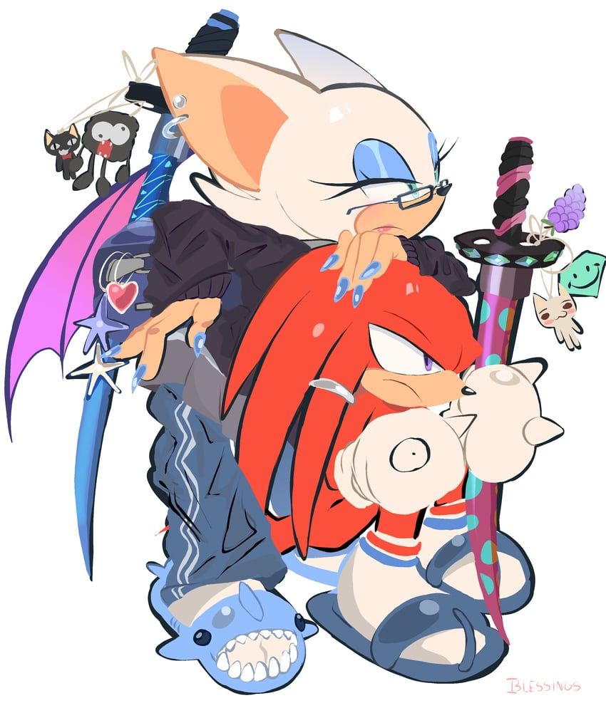 rouge the bat and knuckles the echidna (sonic) drawn by i3lessings