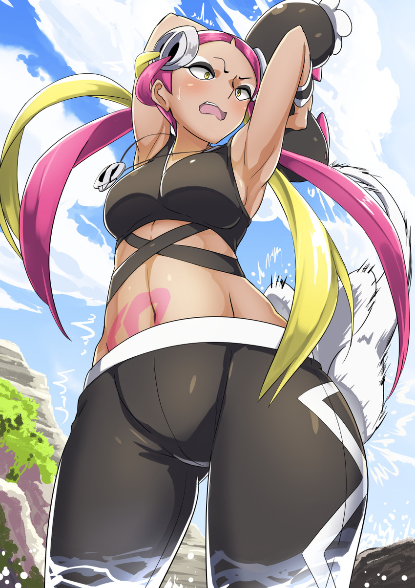 pyukumuku and plumeria (pokemon and 1 more) drawn by yuuichi_(reductionblack)