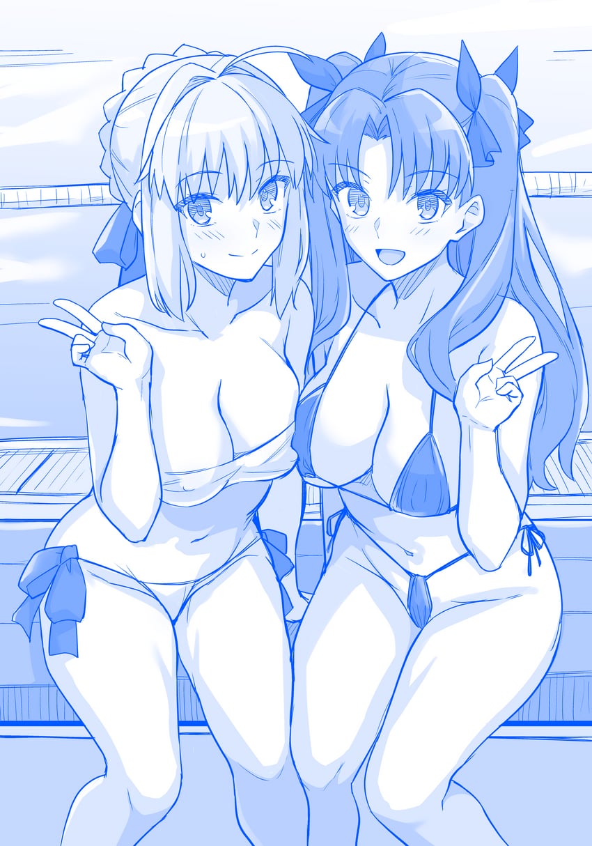 artoria pendragon and saber (fate and 1 more) drawn by haruhisky