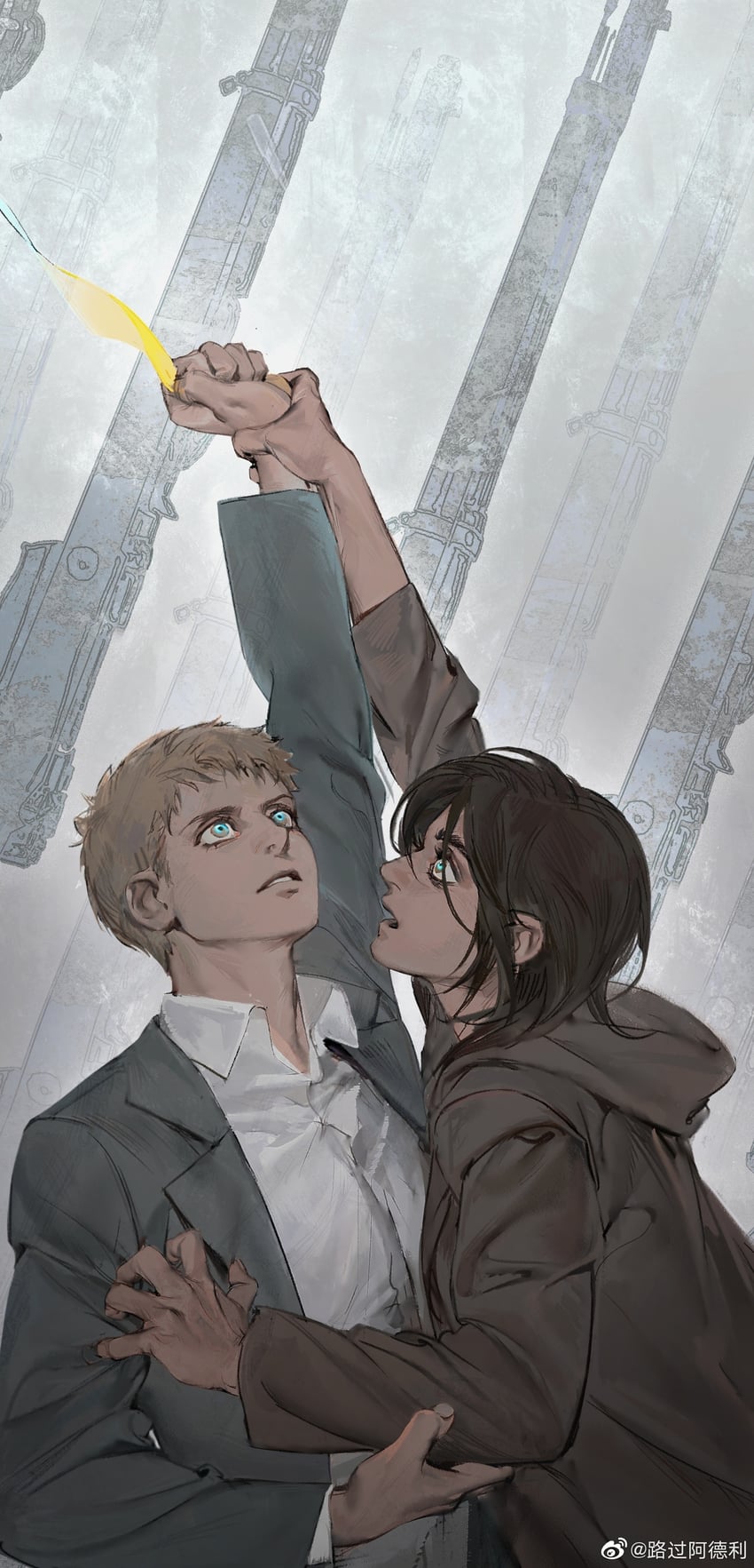 gabi braun and falco grice (shingeki no kyojin) drawn by luguoadeli_(maple12031)