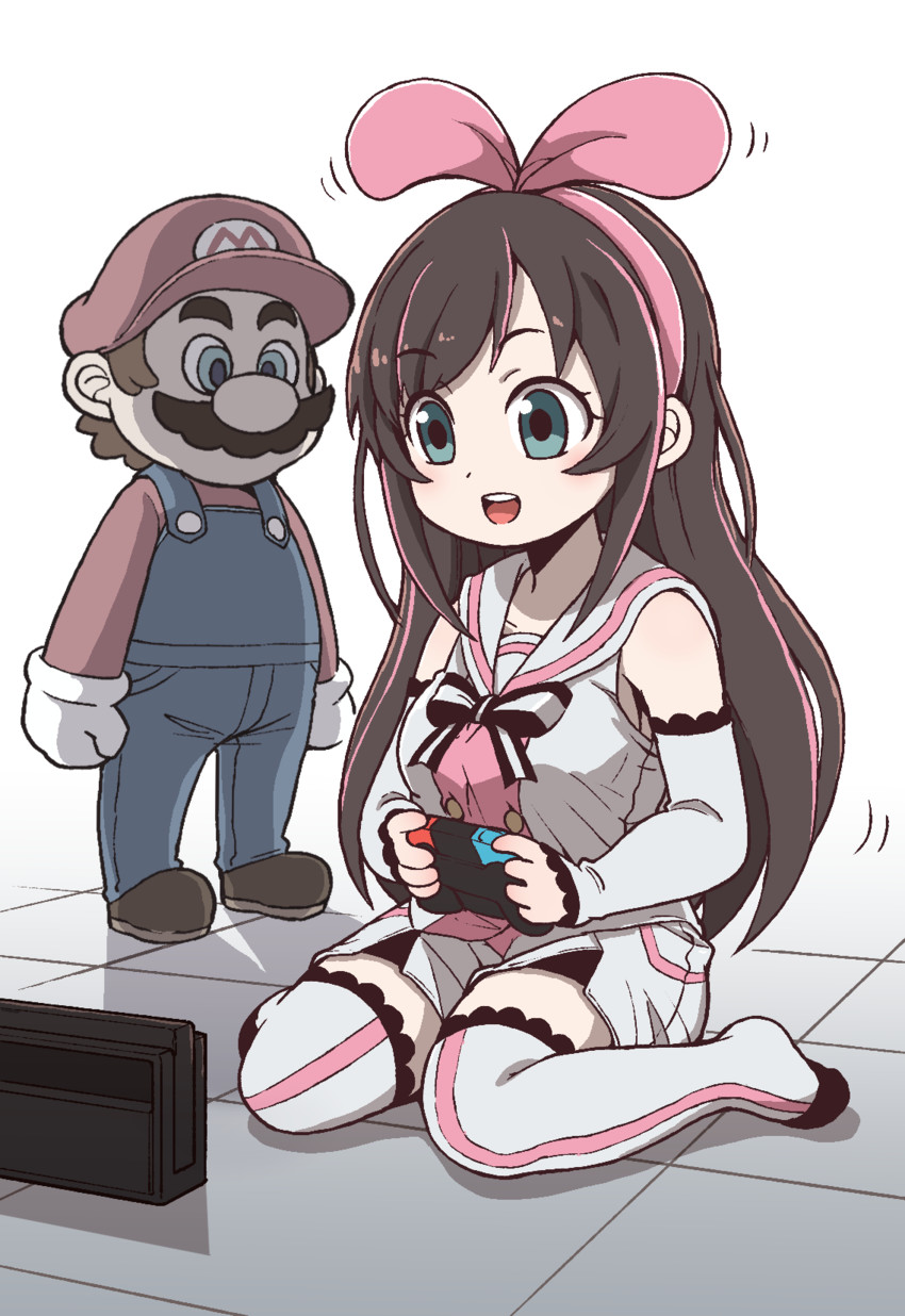 mario and kizuna ai (mario and 2 more) drawn by yokoyoko_(nazonazo)
