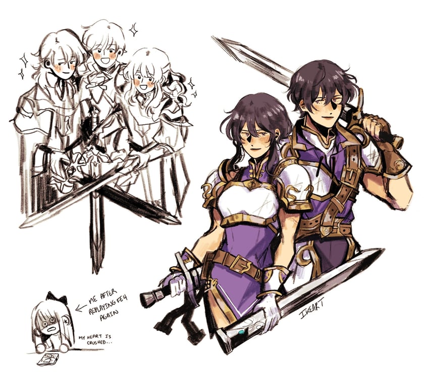 seliph, larcei, leif, scathach, and ares (fire emblem and 2 more) drawn by jaeokiedokie