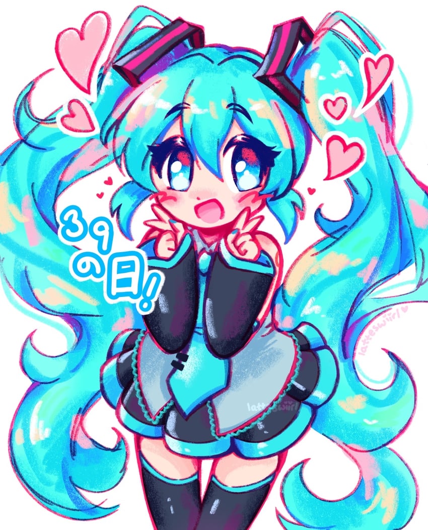 hatsune miku (vocaloid) drawn by latteswiirl