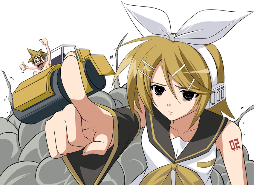 kagamine rin and kagamine len (vocaloid and 2 more) drawn by miyane_aki_(radical_dash)