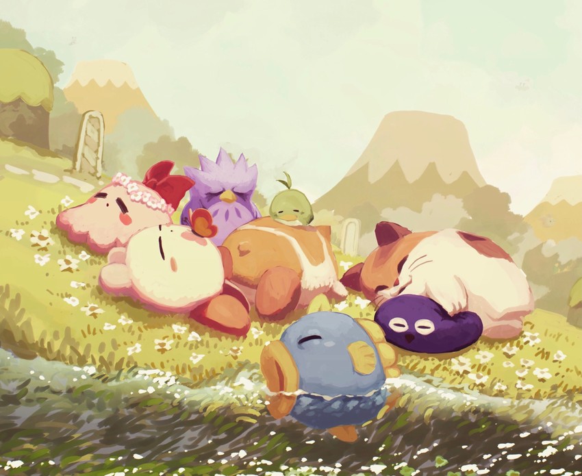 kirby, gooey, morpho knight, kine, rick, and 5 more (kirby and 1 more) drawn by suyasuyabi