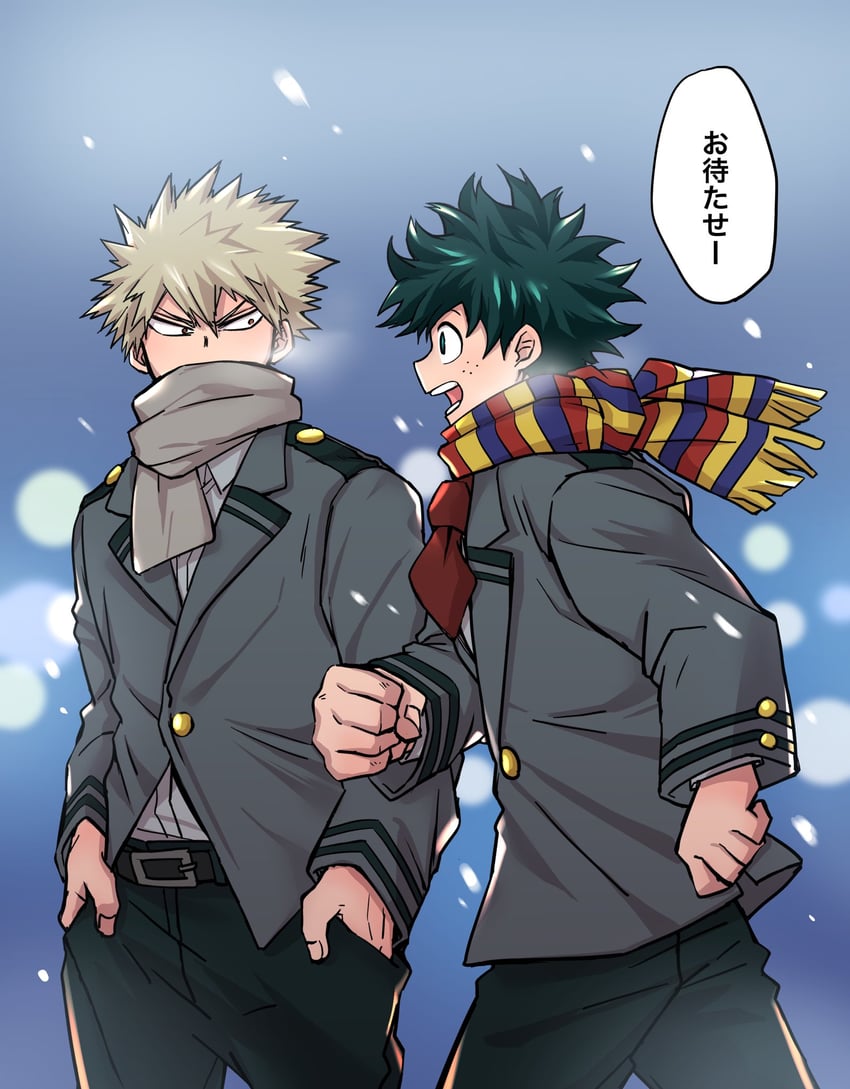 midoriya izuku and bakugou katsuki (boku no hero academia) drawn by chiyaya
