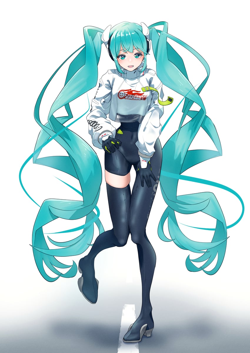 hatsune miku and racing miku (vocaloid and 1 more) drawn by kinosuke_(pattaba)