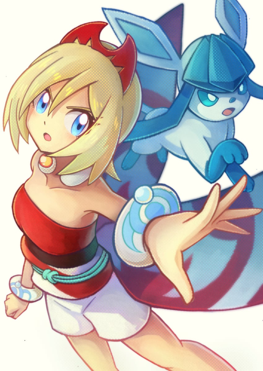 glaceon and irida (pokemon and 1 more) drawn by amando_nut