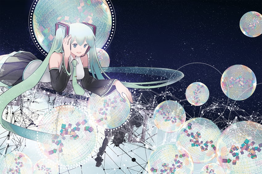 hatsune miku (vocaloid and 1 more) drawn by chris4708