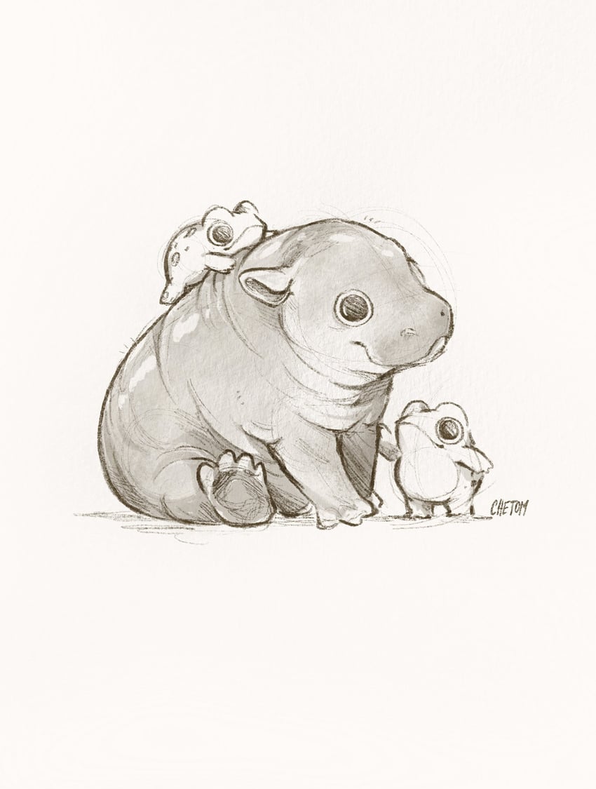 moo deng (original and 1 more) drawn by chetom