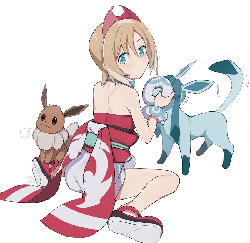 eevee, glaceon, and irida (pokemon and 1 more) drawn by rkrk