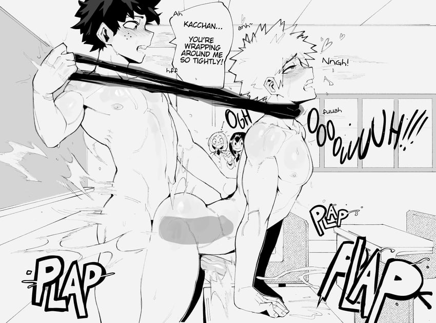 midoriya izuku, bakugou katsuki, uraraka ochaco, and asui tsuyu (boku no hero academia) drawn by cheese_crumbles