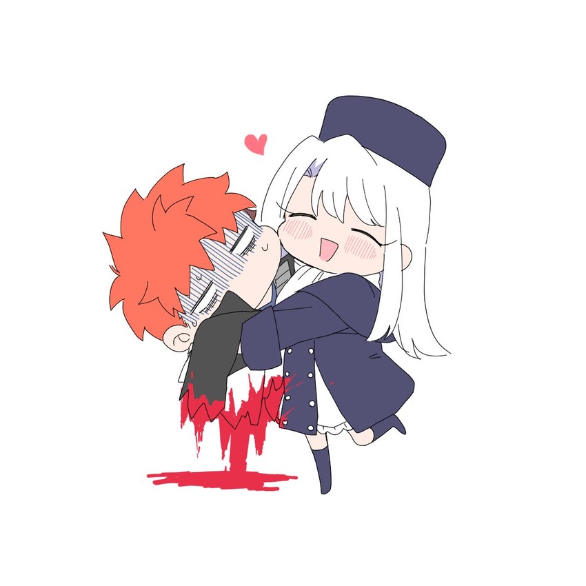 illyasviel von einzbern and emiya shirou (fate and 1 more) drawn by kamo_0707