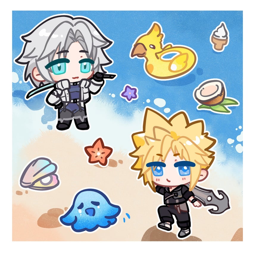 cloud strife and sephiroth (final fantasy and 2 more) drawn by wxdctc