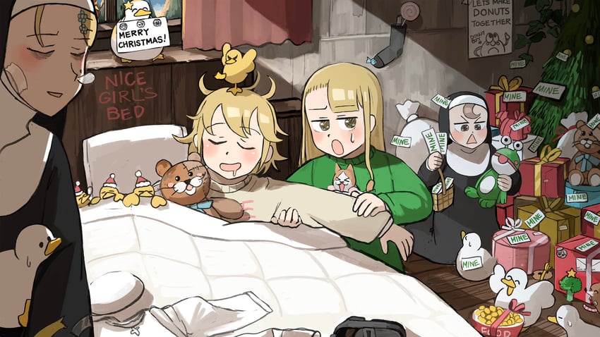 clumsy nun, froggy nun, spicy nun, and strict nun (little nuns) drawn by diva_(hyxpk)