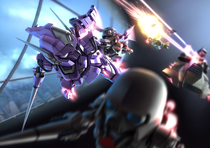 den'an zon, den'an gei, and berga giros (gundam and 2 more) drawn by kou_(mechalog)