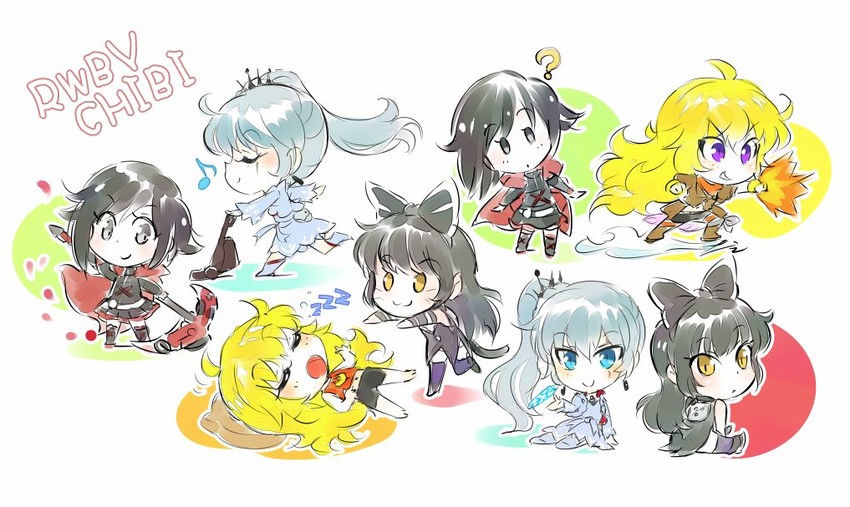 ruby rose, weiss schnee, yang xiao long, and blake belladonna (rwby and 1 more) drawn by iesupa