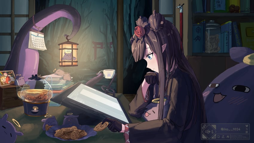 gawr gura, mori calliope, ninomae ina'nis, takanashi kiara, watson amelia, and 6 more (hololive and 1 more) drawn by ika--1024