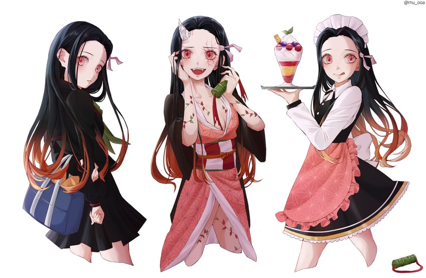 kamado nezuko (kimetsu no yaiba and 1 more) drawn by mu_ooa