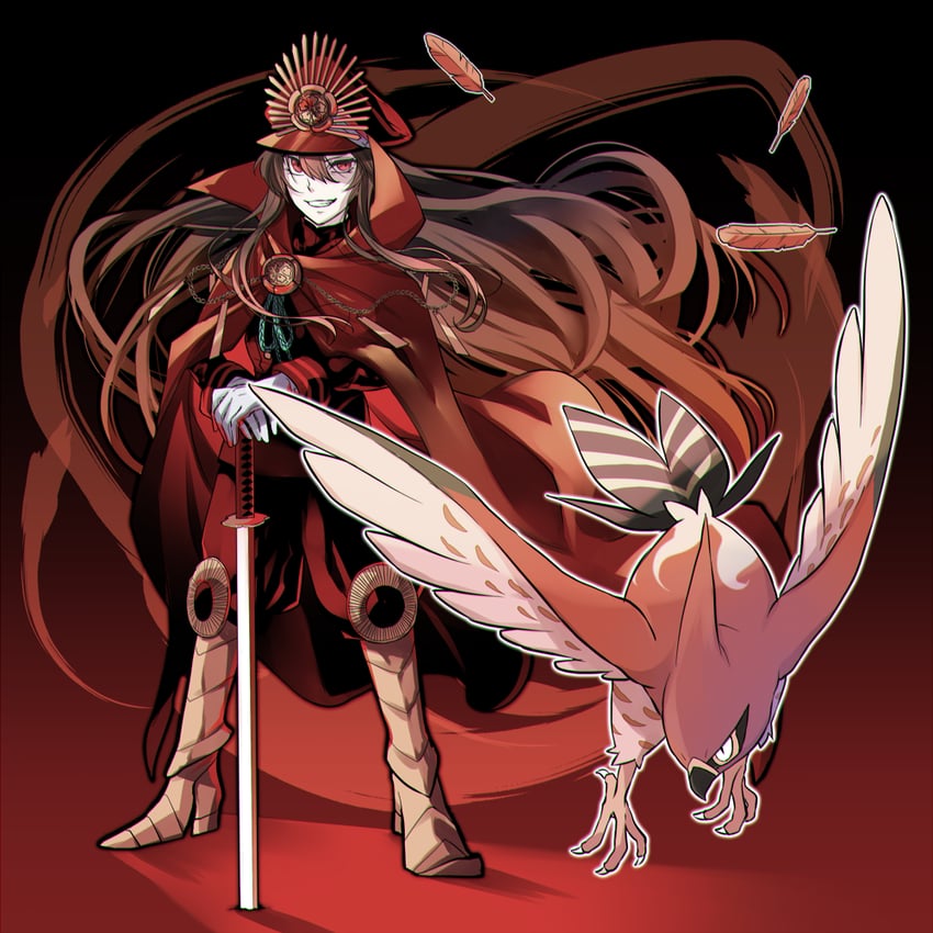 oda nobunaga and talonflame (fate and 2 more) drawn by shirin_(tsukimiyagura)