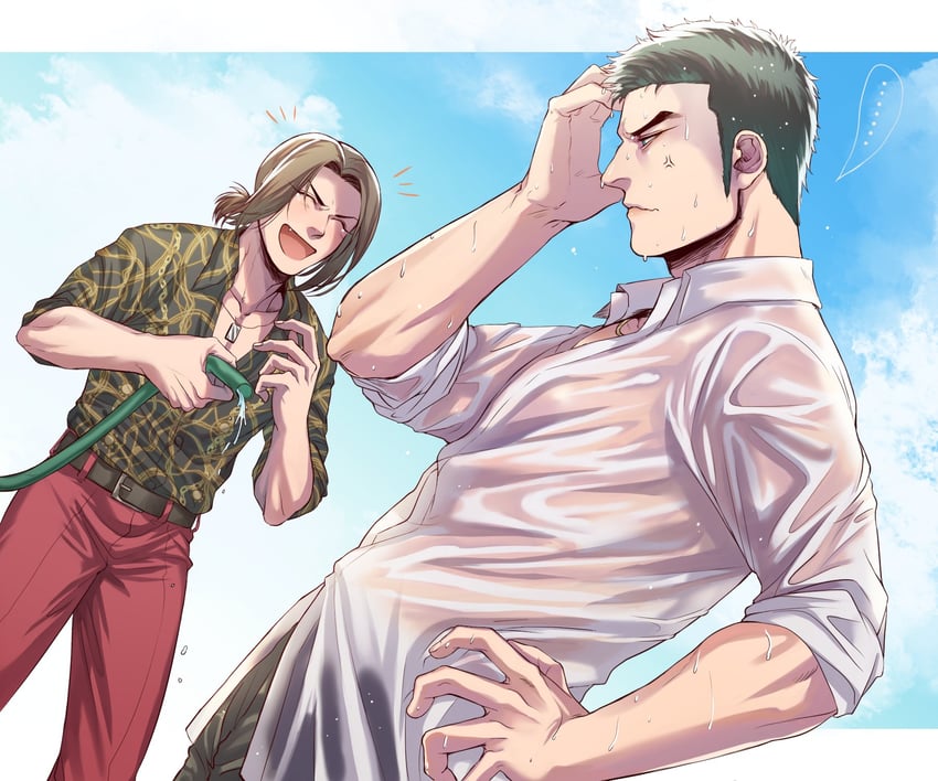 kiryu kazuma and nishikiyama akira (ryuu ga gotoku and 1 more) drawn by coco_(h221414)