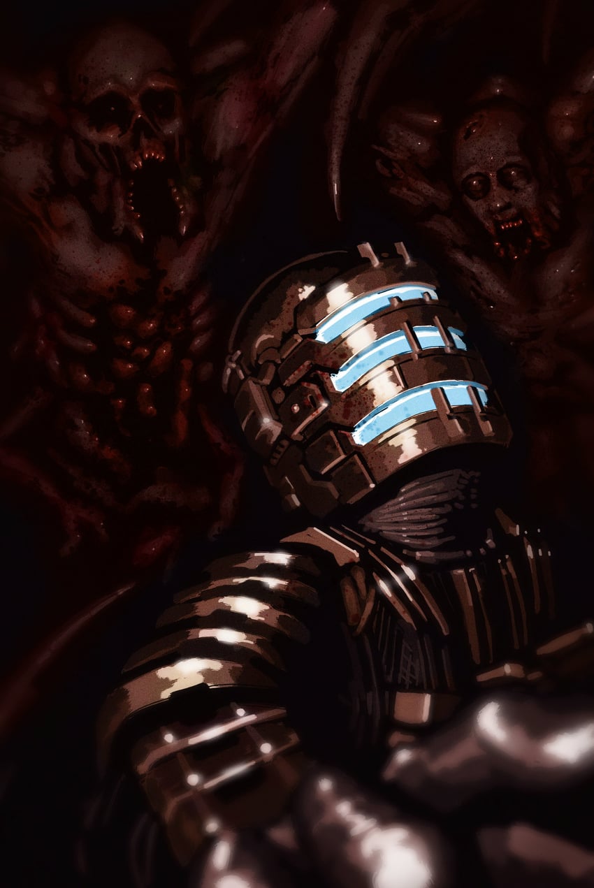isaac clarke and slasher (dead space and 2 more) drawn by jj_rabbid