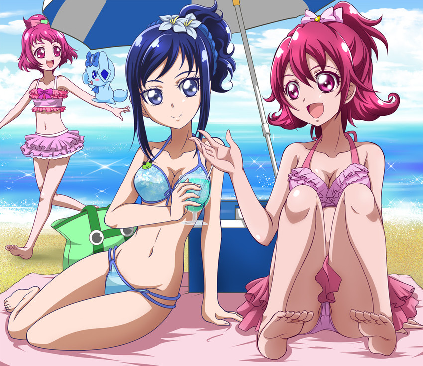 hishikawa rikka, aida mana, rakeru, and sharuru (precure and 1 more) drawn by hanzou