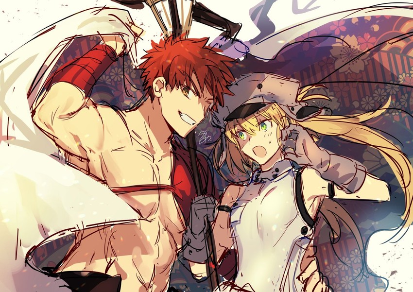 artoria pendragon, emiya shirou, artoria caster, and senji muramasa (fate and 1 more) drawn by nikame