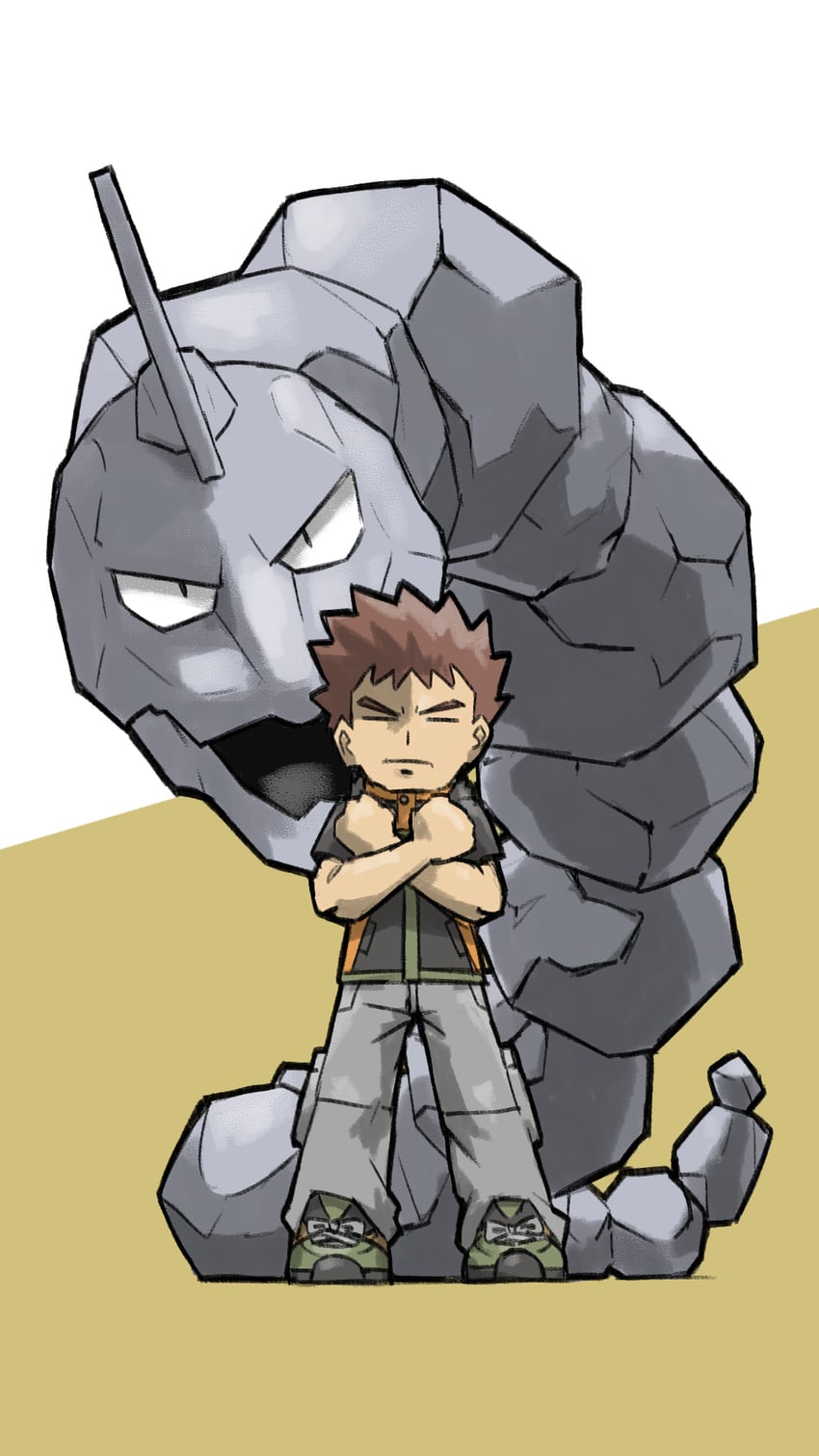 brock and onix (pokemon and 1 more) drawn by blacknirrow