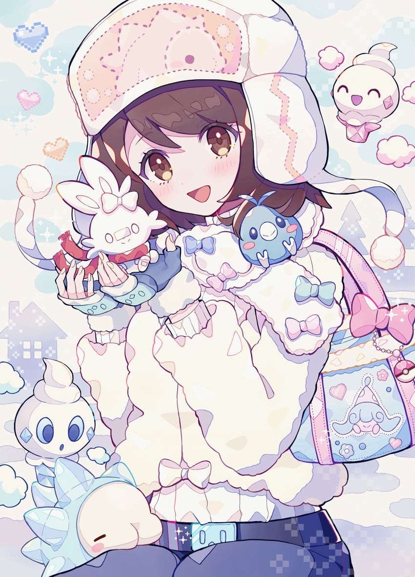 gloria, swablu, snom, and vanillite (pokemon and 1 more) drawn by haru_(haruxxe)