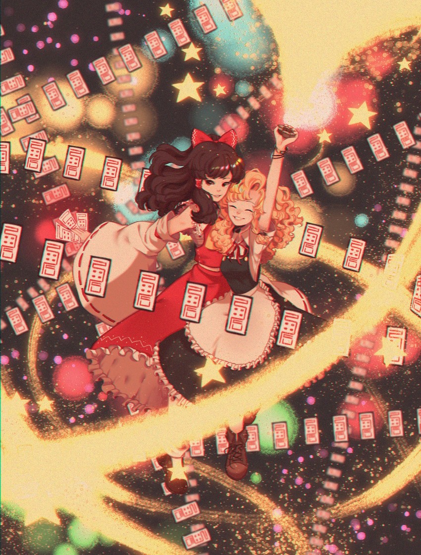 hakurei reimu and kirisame marisa (touhou) drawn by pixie_(milkywaypixies)