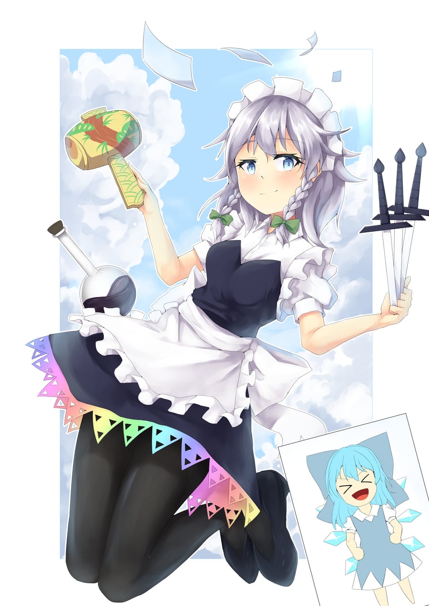 izayoi sakuya and cirno (touhou and 1 more) drawn by yuzure