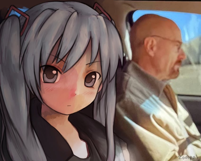 hatsune miku, walter white, and bryan cranston (vocaloid and 1 more) drawn by zoolpal