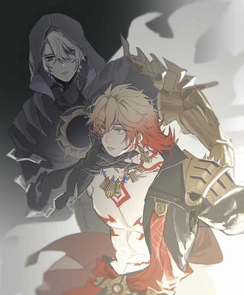 phainon, mydei, and flame reaver of the deepest dark (honkai and 1 more) drawn by ggtnnk