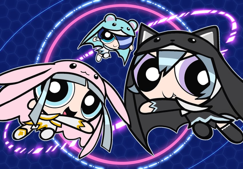 sistermon noir, sistermon blanc, and sistermon ciel (digimon and 1 more) drawn by nagoshi