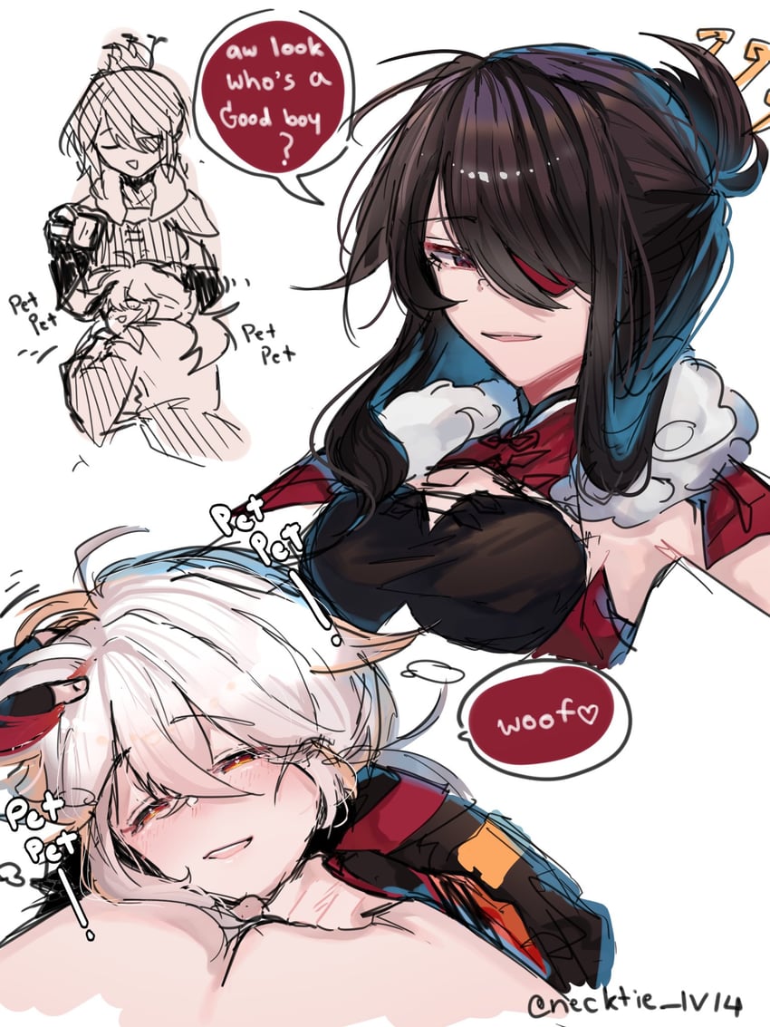kaedehara kazuha and beidou (genshin impact) drawn by necktie_iv14