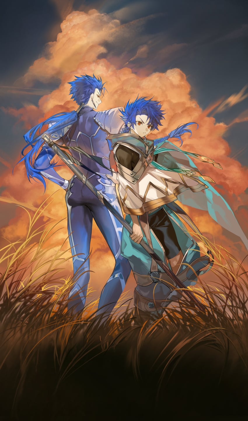cu chulainn and setanta (fate and 1 more) drawn by arlizi